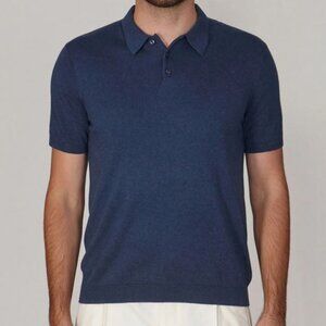 *NEW Paul James Ultra Fine Cotton Short Sleeve Polo Blue Size Medium